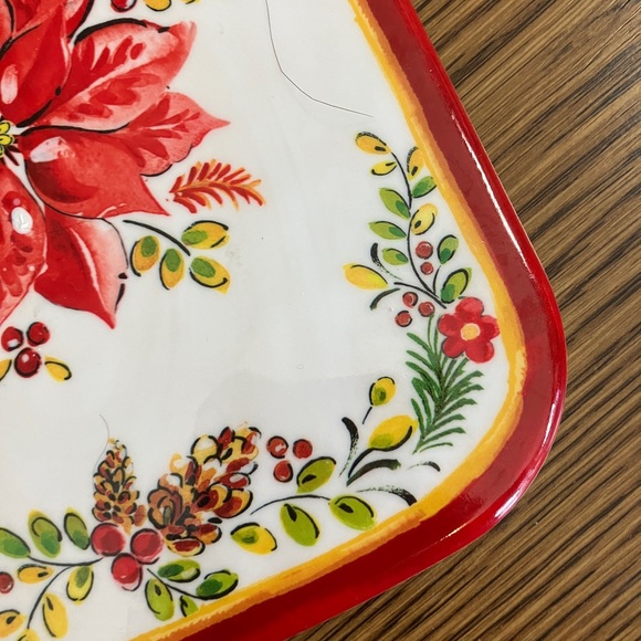 Le Cadeaux Ceramic Cheese Fruit Cutting Board Floral Motif - Picture 3 of 5